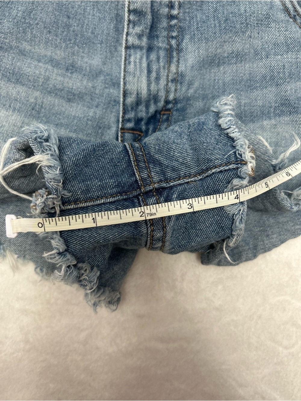 Free People Size 27 High Waist Boho Cowgirl Thrashed Denim Jean Booty Shorts - Picture 6 of 8